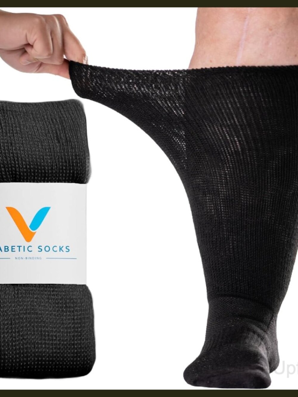 Diabetic Socks Non-Binding Top Seamless Toe Loose Fit Knee High Cotton